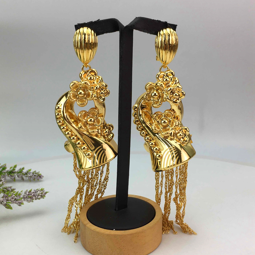 Women Accessories Dubai - Yuminglai ต่างหูรูปหยดน้ำน้ำใบใหญ่สำหรับ FHK17143ผู้หญิงเครื่องประดับอัญมณีหรูหราแฟชั่นดูไบ