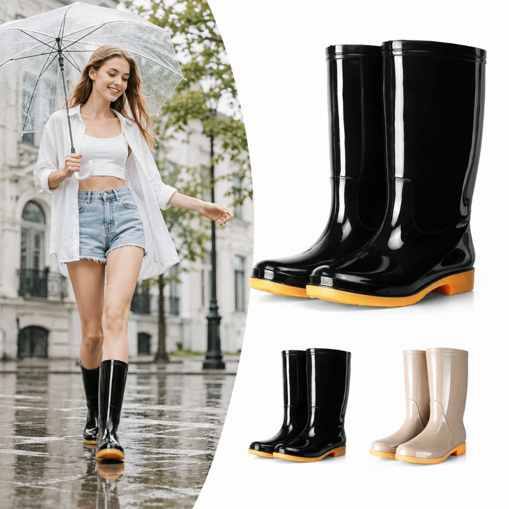 Women Kitchen Accessories - รองเท้าบูทยางกันฝนผู้หญิงแบบยาว ป้องกันการลื่น ทนทาน น้ำหนักเบา เหมาะสำหรับกิจกรรมกลางแจ้ง ทำสวน