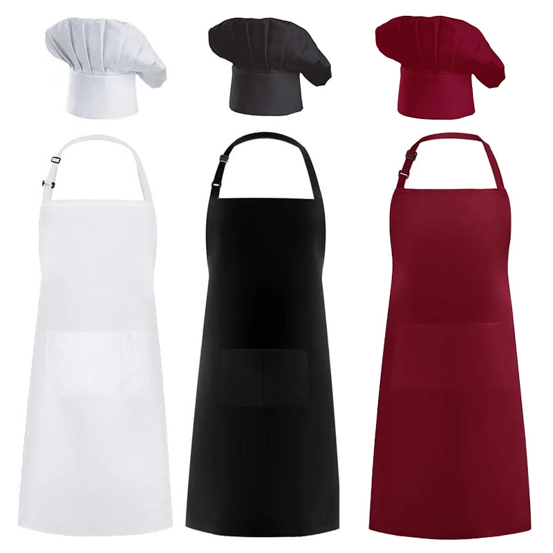 Women Kitchen Accessories - ผ้ากันเปื้อนหมวกเชฟบริการอาหารห้องครัวชุดปรับผู้ใหญ่ Pinafore กับ Butcher หมวก Baker
