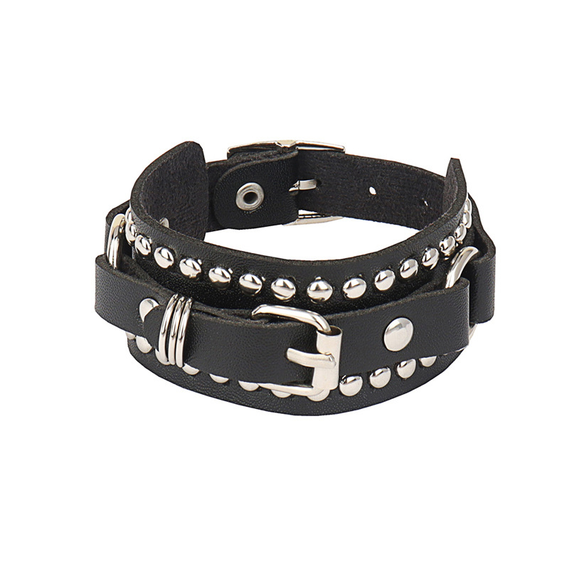 Goth สายรัดข้อมือหนังสีดําสร้อ - Women'S Emo Accessories บทวิจารณ์และราคา