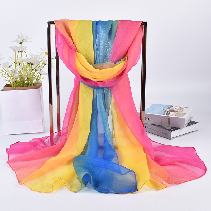 Syal Sutra ผ้าสามสีไล่ระดับสี7 - Silk Scarf Square บทวิจารณ์และราคา