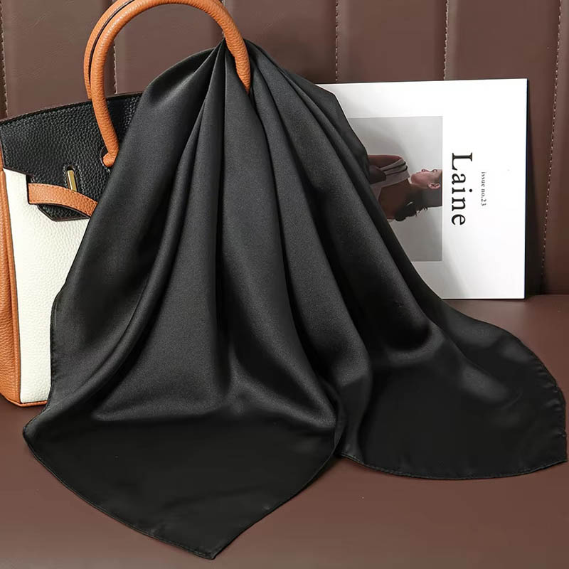 ผ้าพันคอไหมสีพื้นหรูหรา ผ้าซาต - Silk Scarf Square บทวิจารณ์และราคา