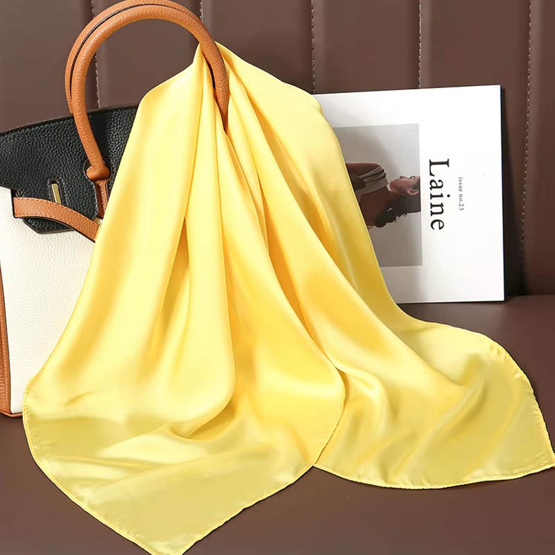 ผ้าพันคอไหมสีพื้นหรูหรา ผ้าซาต - Silk Scarf Square บทวิจารณ์และราคา