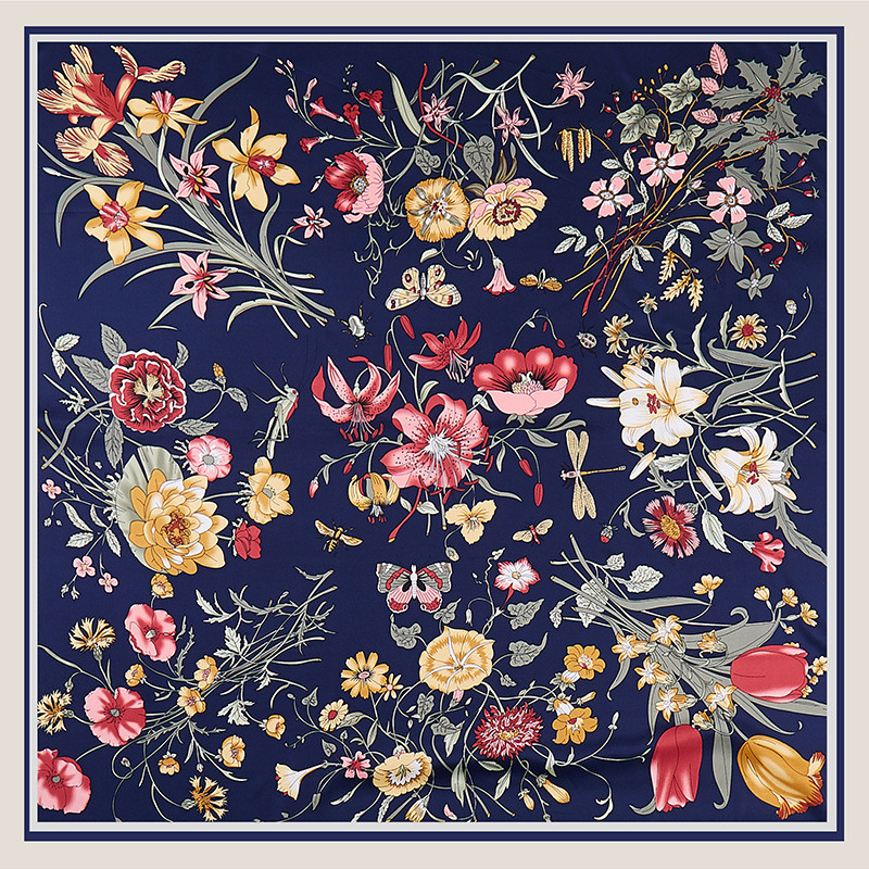 POBING ผ้าไหมผ้าพันคอผู้หญิงดอ - Silk Scarf Square บทวิจารณ์และราคา